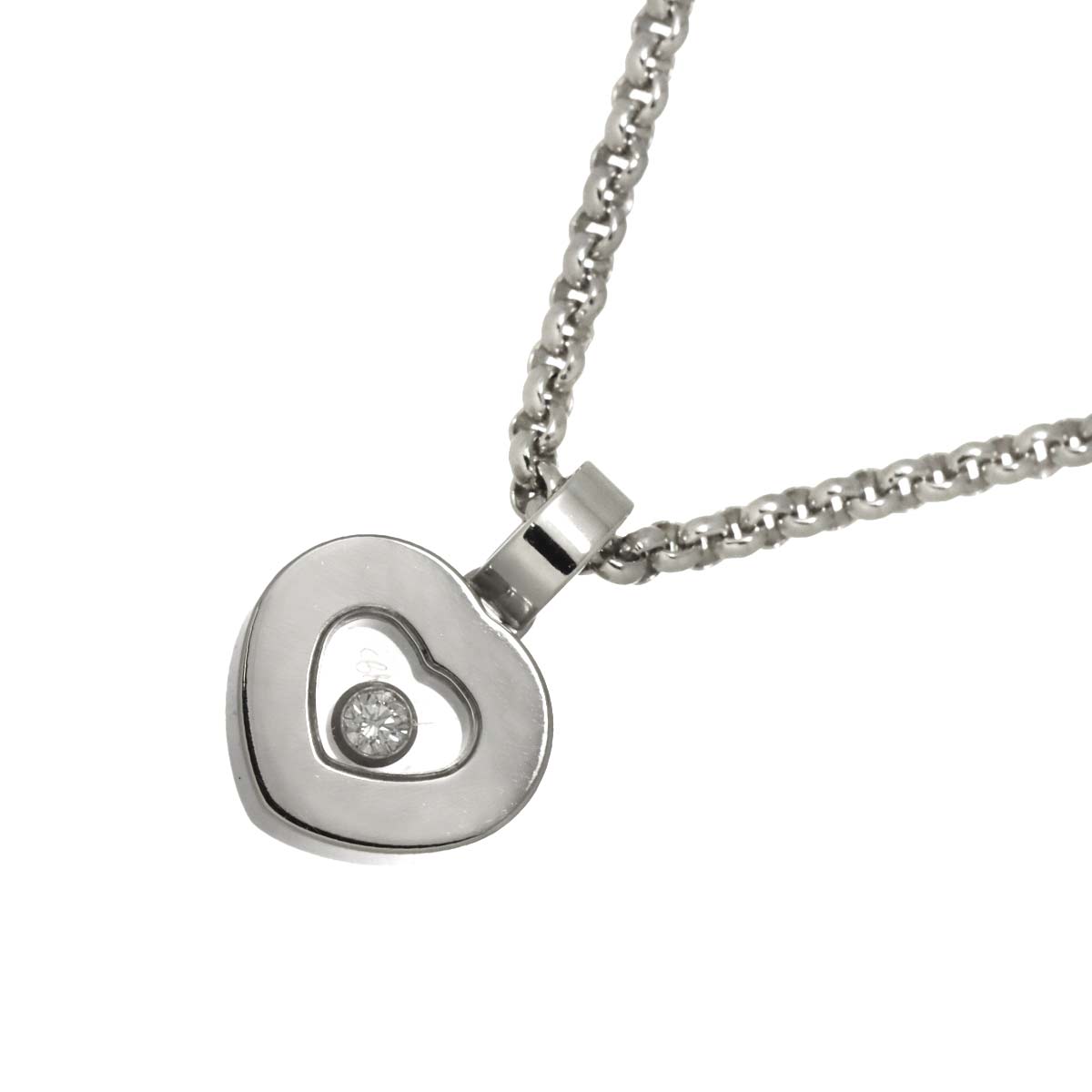Happy Diamond Heart Necklace 18K White Gold 750