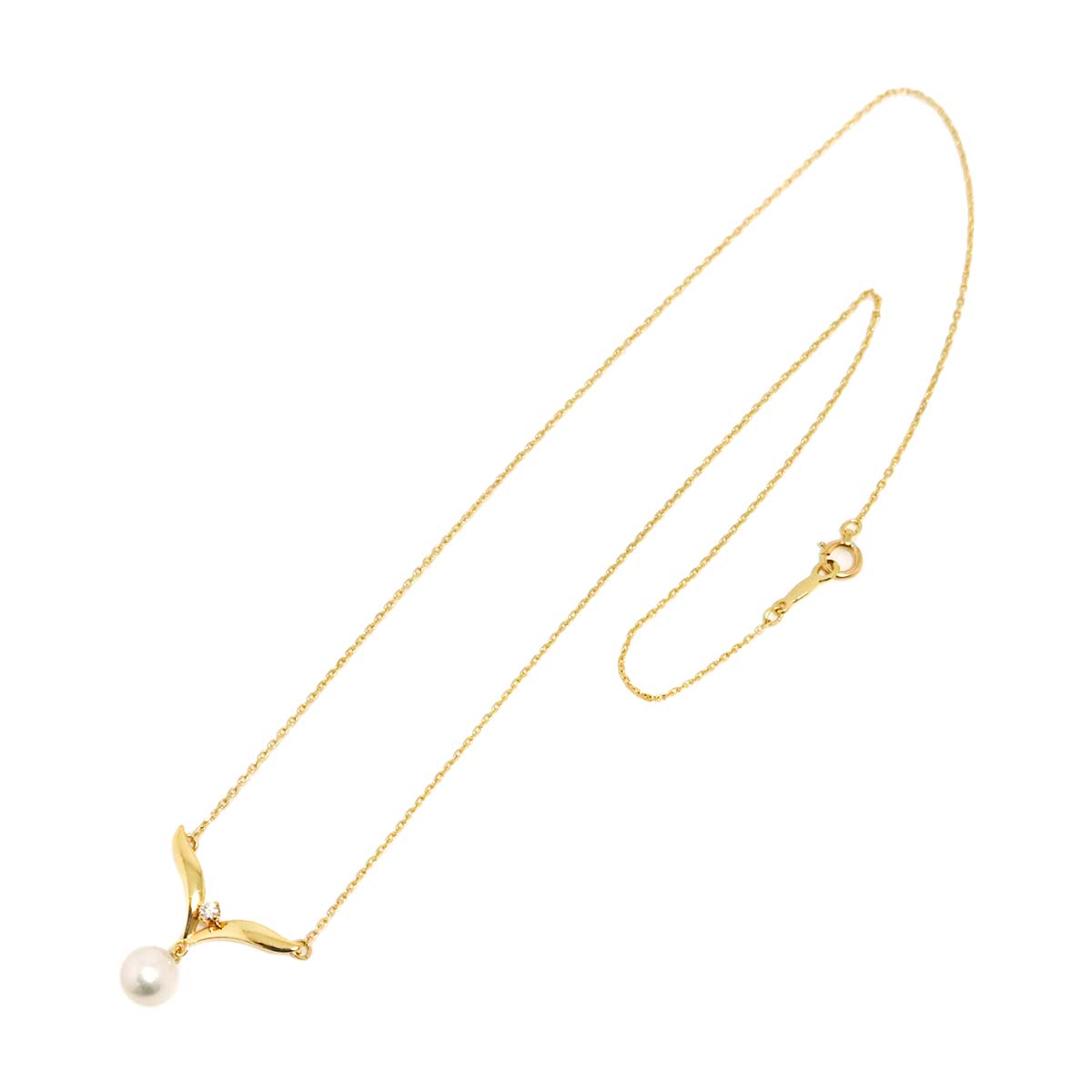 Akoya Pearl 7.0mm Diamond Necklace 18K Yellow Gold 750