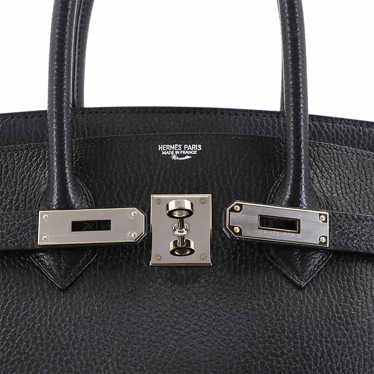 Birkin 35 Ardennes Leather Black Hand Bag Vintage Purse