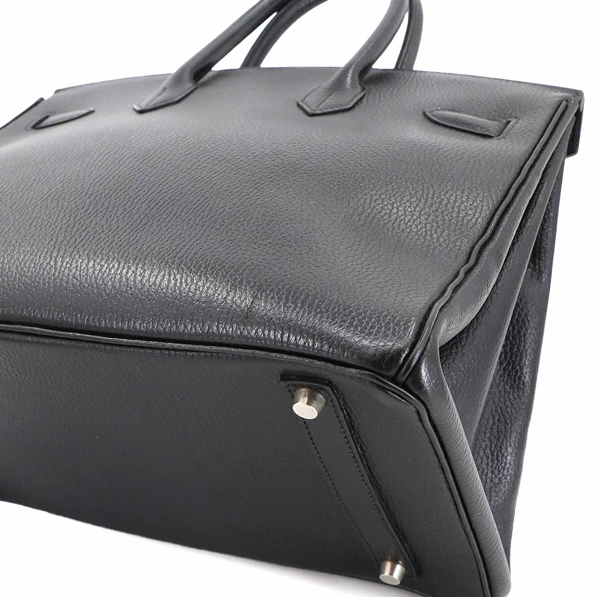 Birkin 35 Ardennes Leather Black Hand Bag Vintage Purse