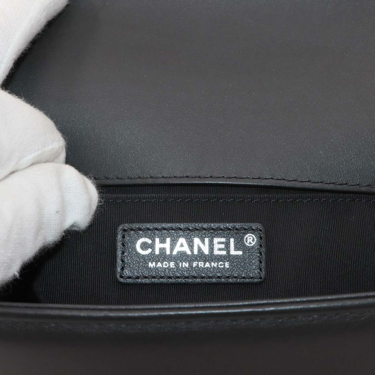 BOY CHANEL Chain Shoulder Bag Leather Sequins Black A67086