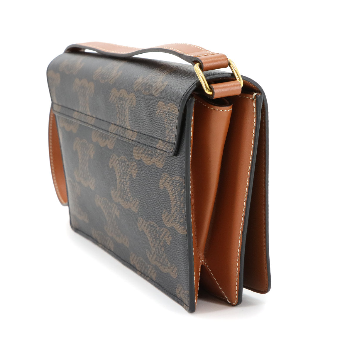 Triomphe Trapeze Shoulder Clutch Bag PVC Leather Black 199282CUZ