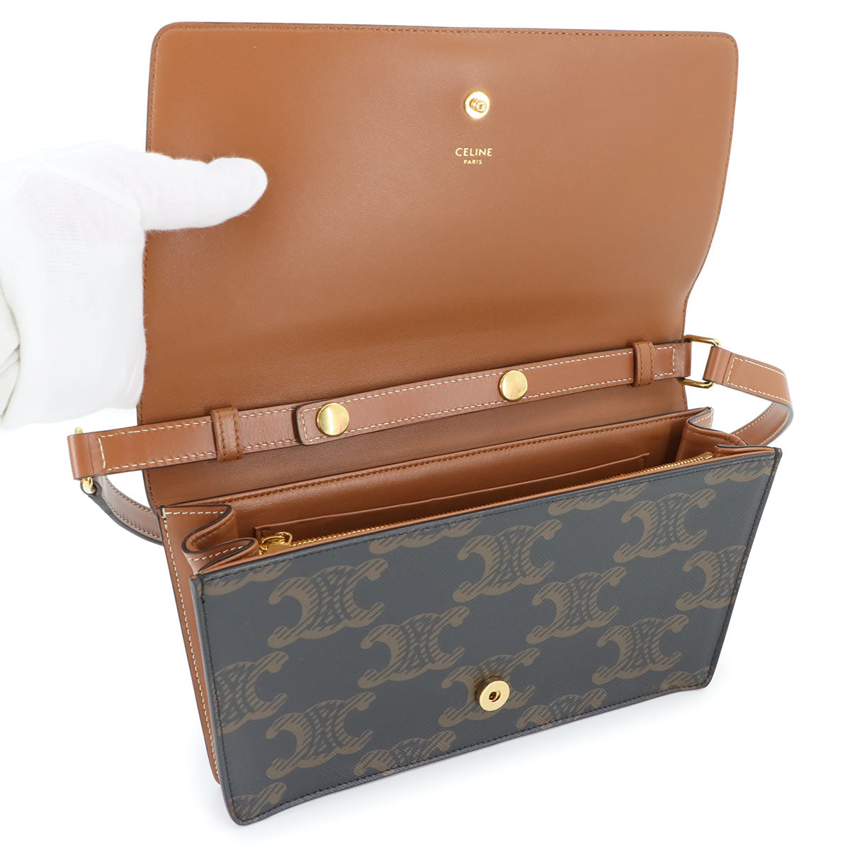 Triomphe Trapeze Shoulder Clutch Bag PVC Leather Black 199282CUZ