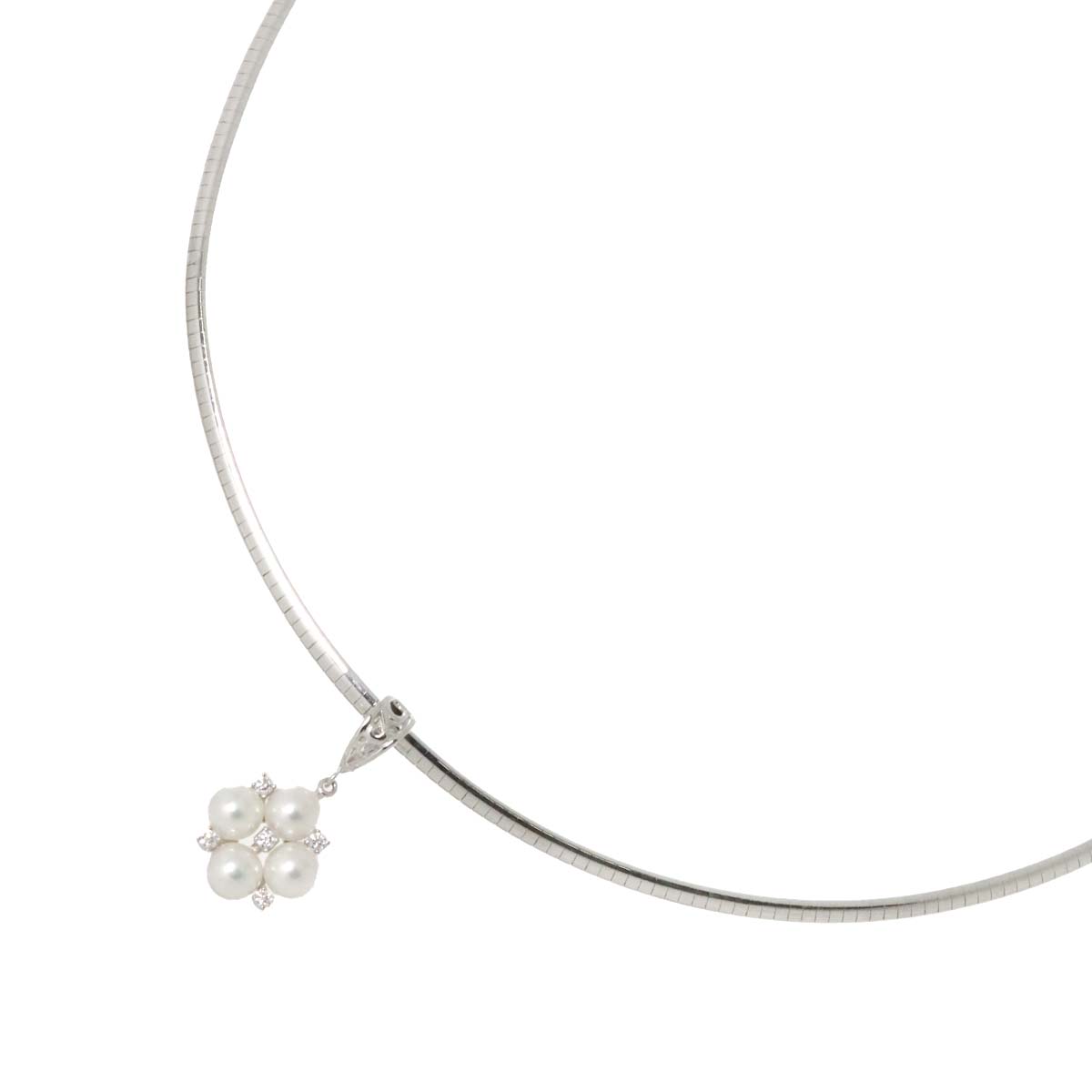 Akoya Pearl 5.3mm Diamond Necklace 18K White Gold 750