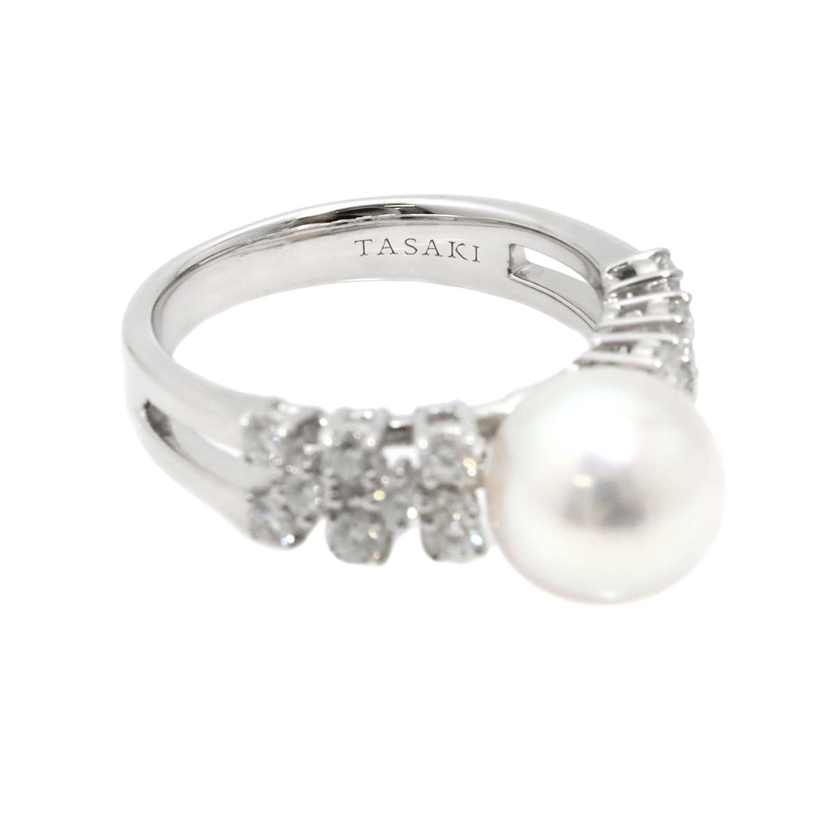 Akoya Pearl 9.1mm Diamond 0.47ct Ring 18K WG 750 6(US)