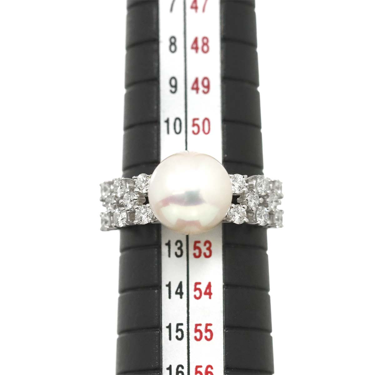 Akoya Pearl 9.1mm Diamond 0.47ct Ring 18K WG 750 6(US)