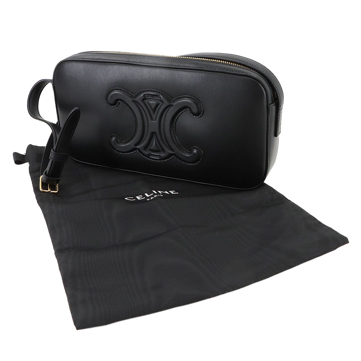 Triomphe Shoulder Bag Leather Black 199183 Purse