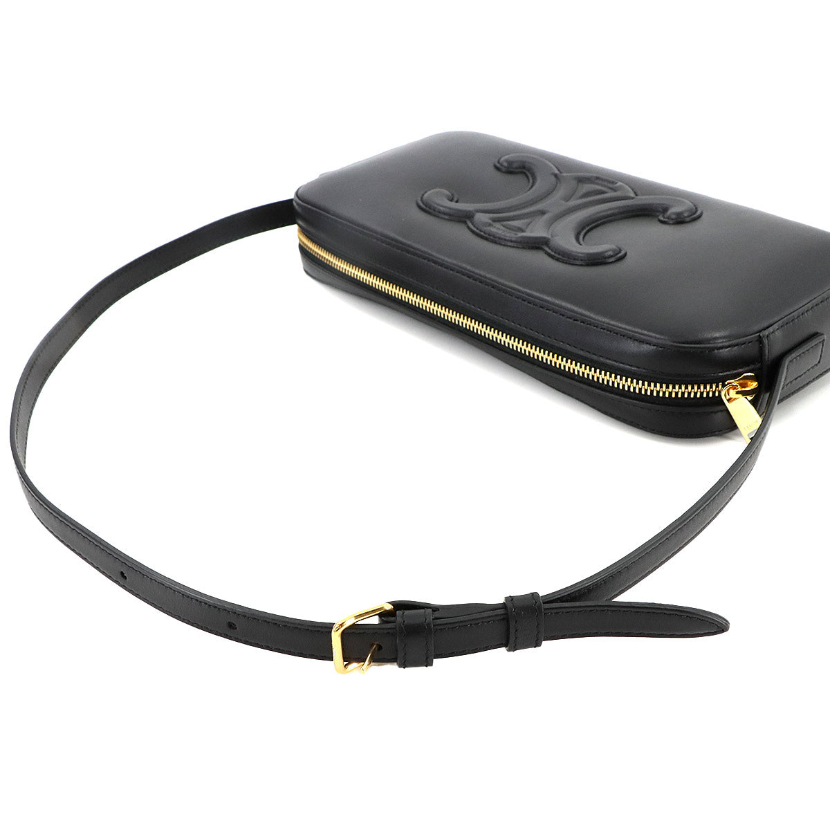 Triomphe Shoulder Bag Leather Black 199183 Purse