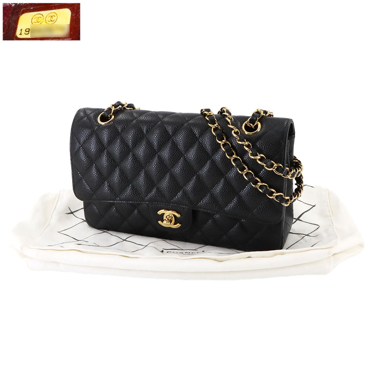 Matelasse 25 Chain Shoulder Bag Leather Black A01112