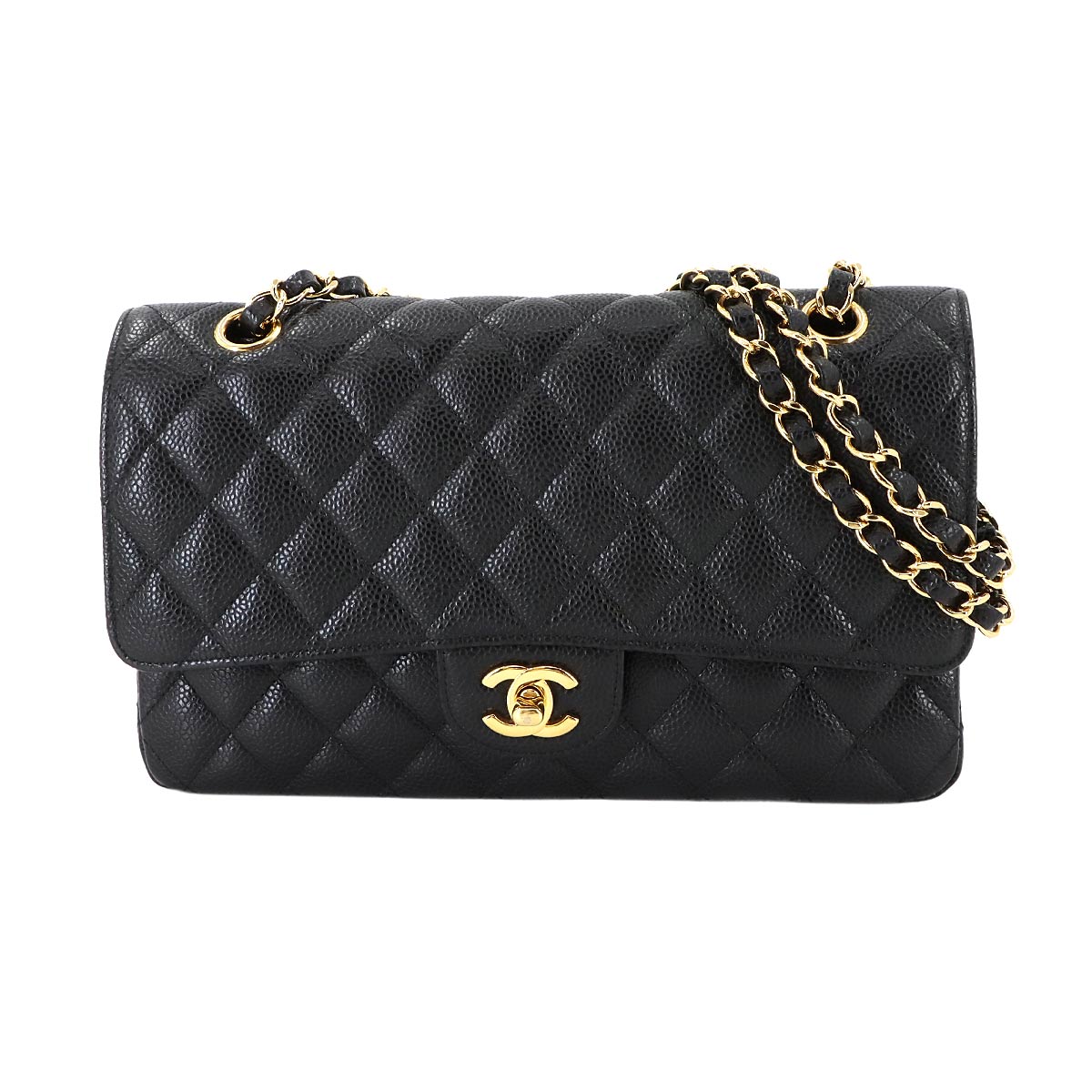 Matelasse 25 Chain Shoulder Bag Leather Black A01112