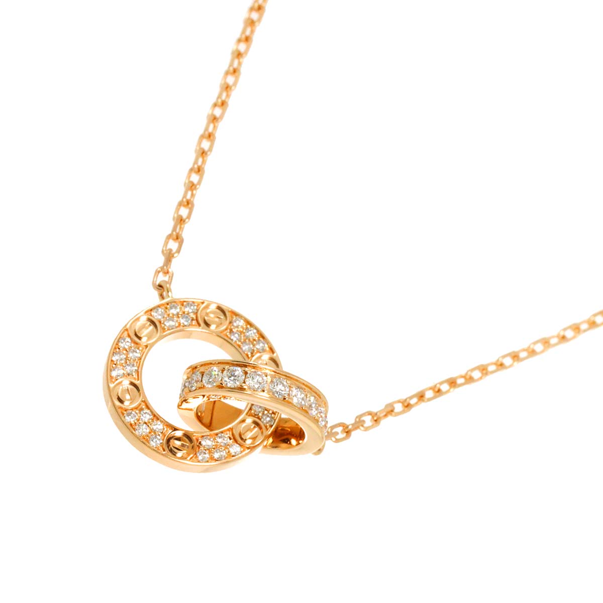 Cartier Love Pave Diamond Necklace 18K PG 750