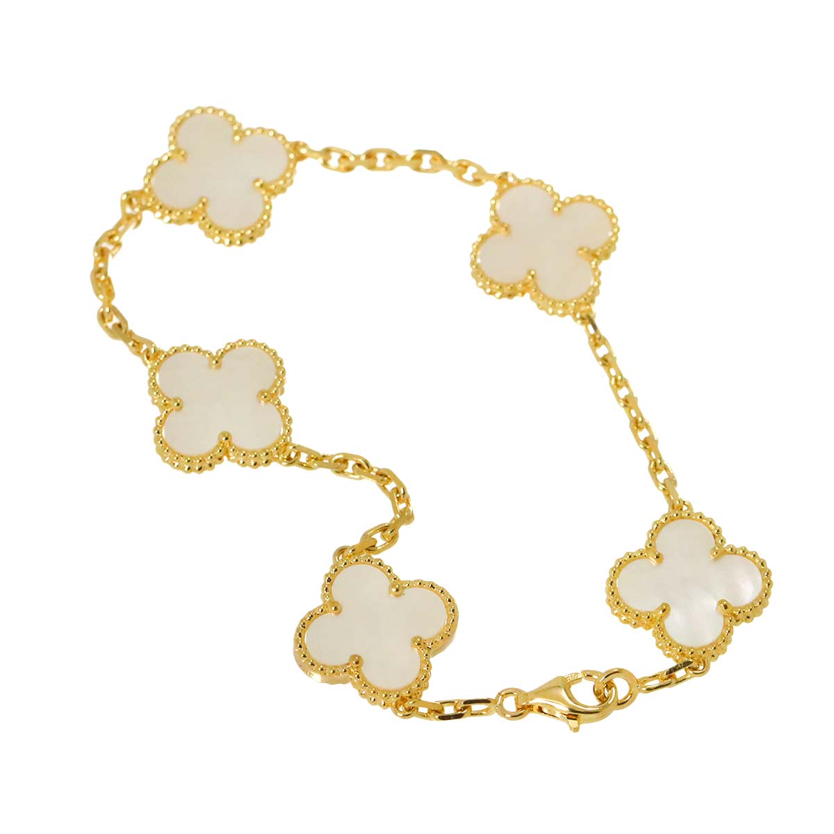 Van Cleef Arpels Vintage Alhambra Mother of Pearl Bracelet 18K YG 750