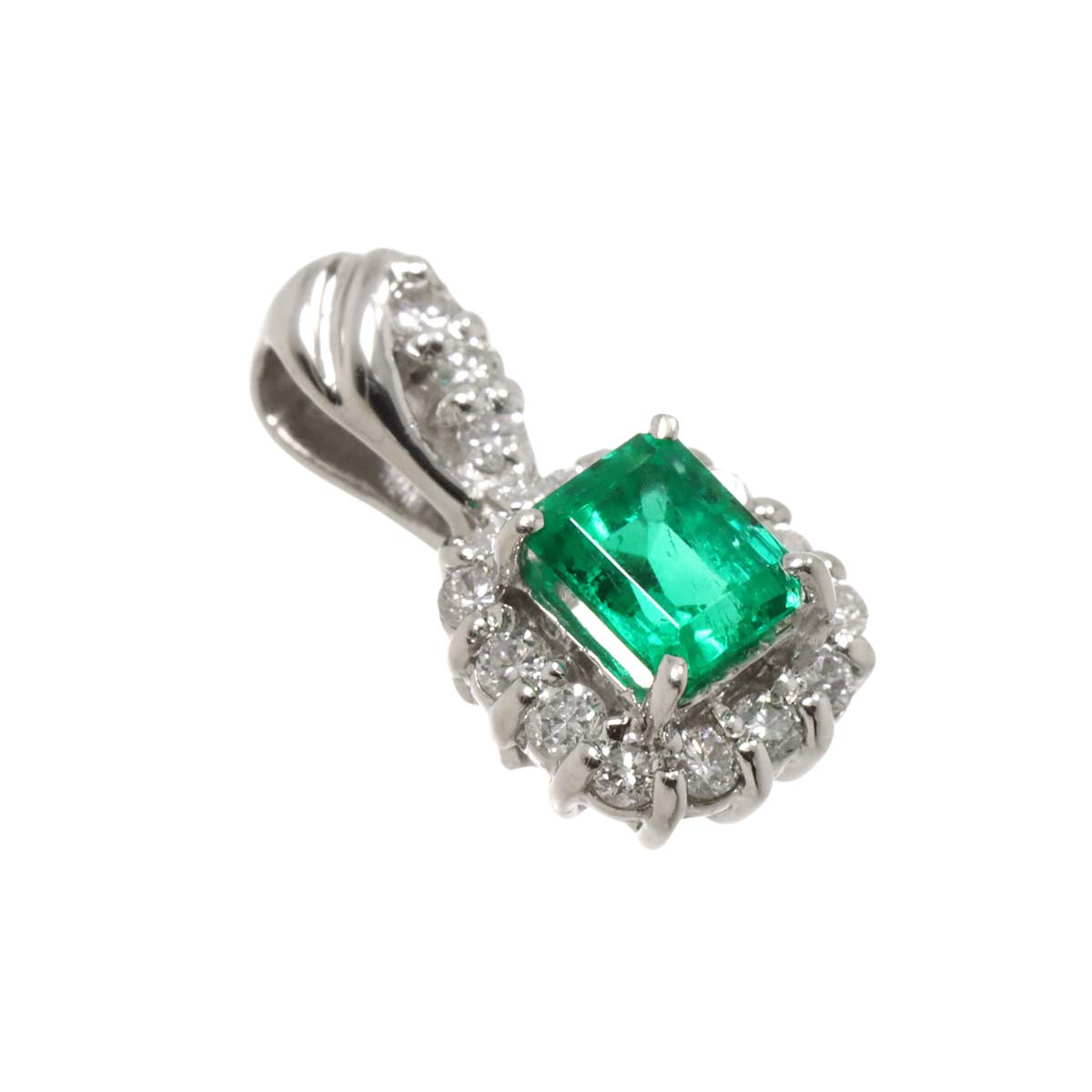 Emerald 0.16ct Diamond 0.31ct Pendant Top Pt Platinum