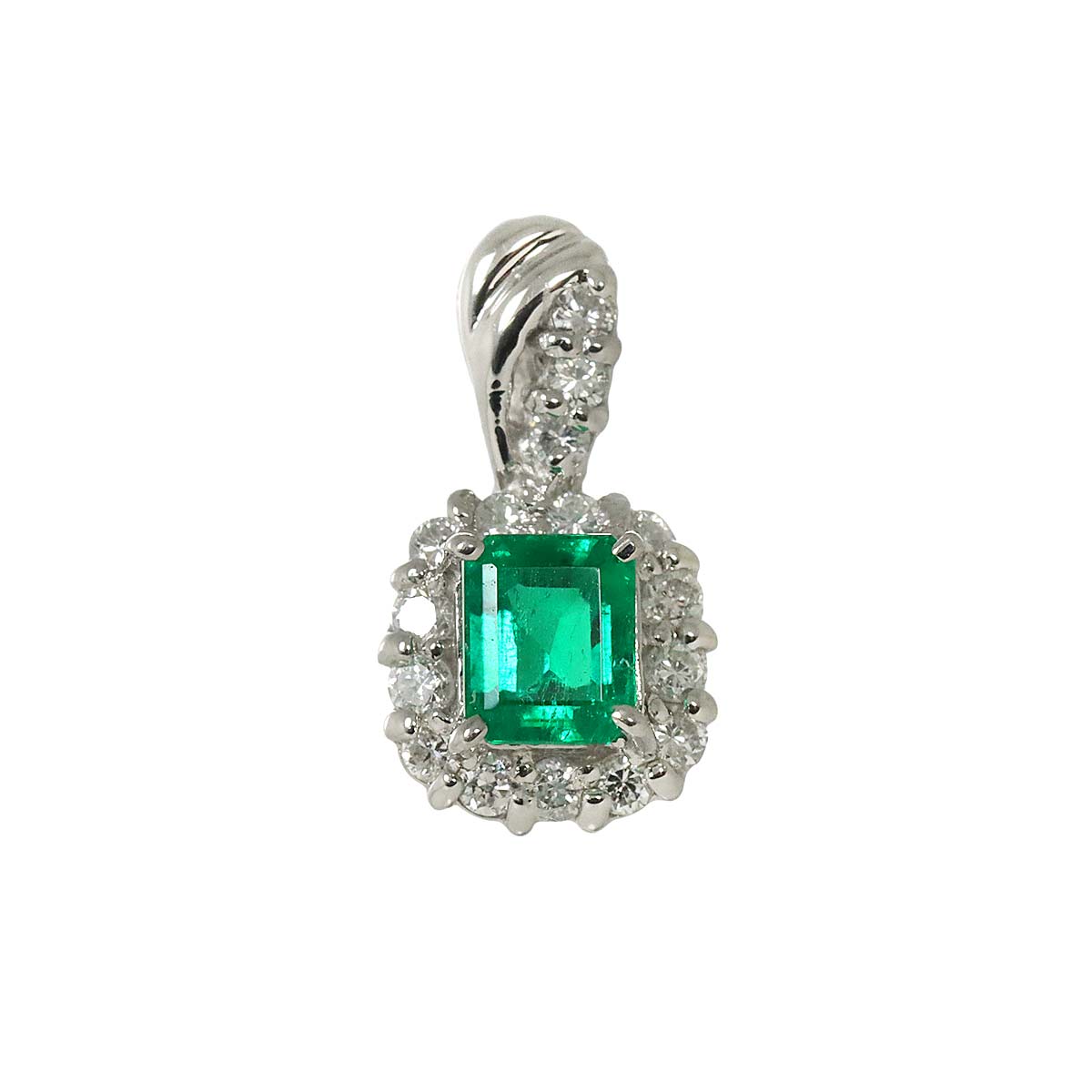 Emerald 0.16ct Diamond 0.31ct Pendant Top Pt Platinum