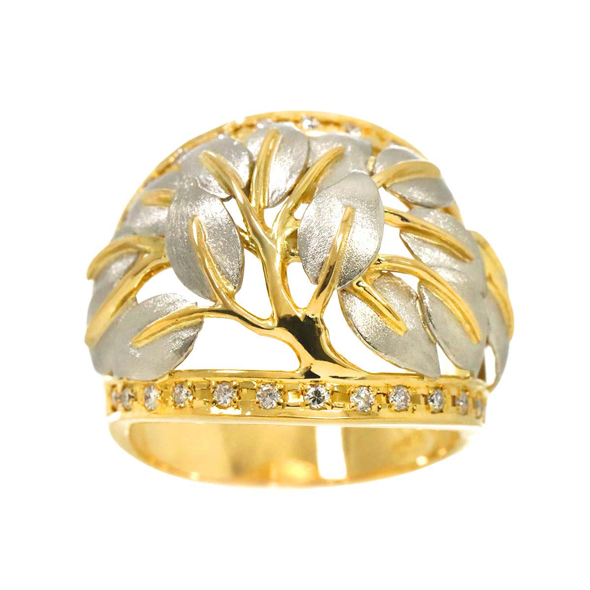 Diamond 0.25ct Ring 18K YG Pt Yellow Gold 750 Platinum Size5.75-6(US)