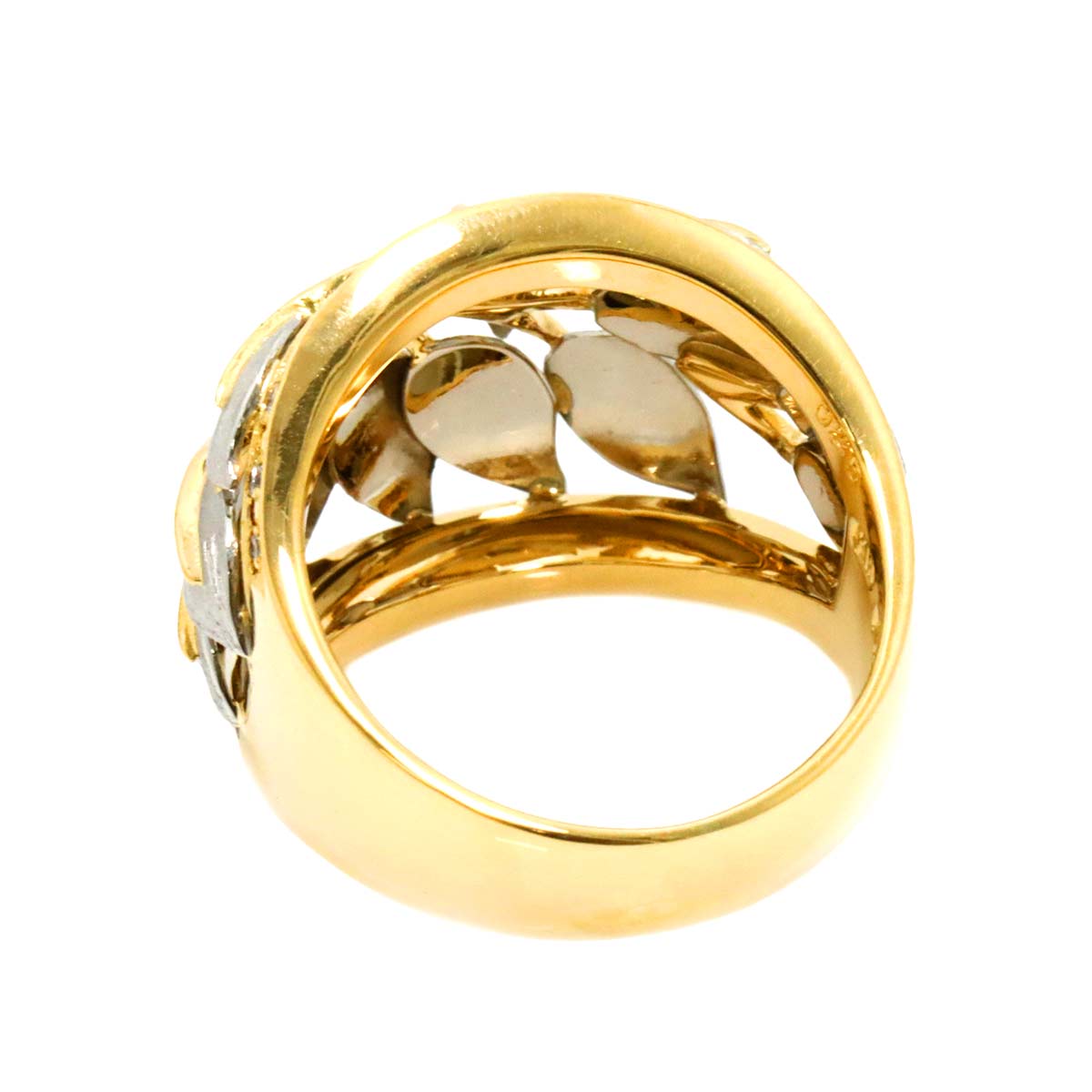 Diamond 0.25ct Ring 18K YG Pt Yellow Gold 750 Platinum Size5.75-6(US)