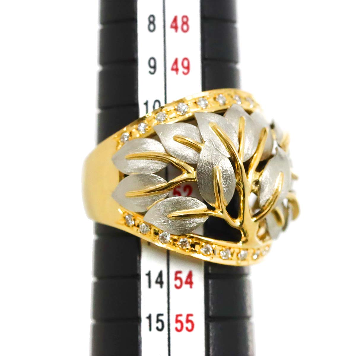 Diamond 0.25ct Ring 18K YG Pt Yellow Gold 750 Platinum Size5.75-6(US)