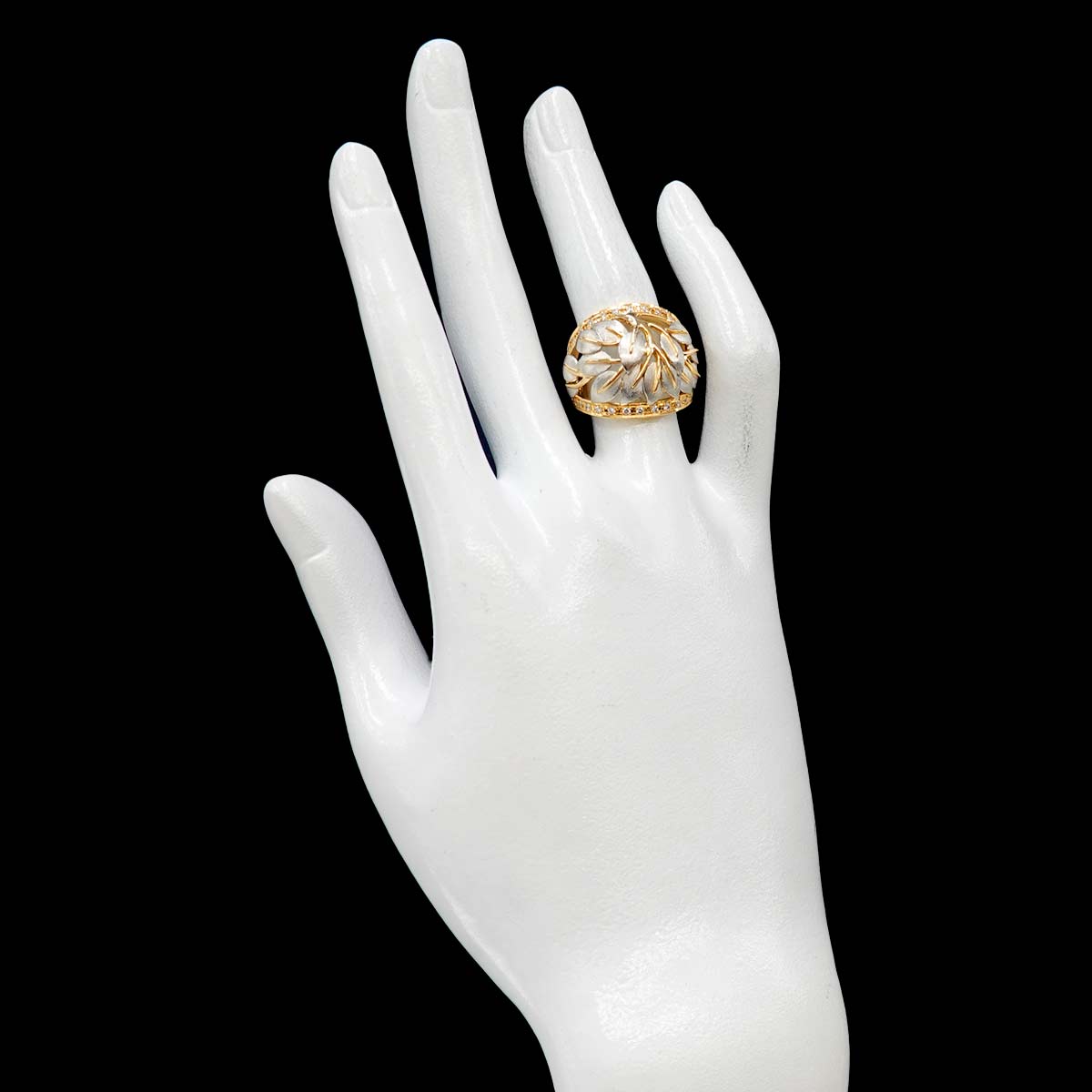 Diamond 0.25ct Ring 18K YG Pt Yellow Gold 750 Platinum Size5.75-6(US)