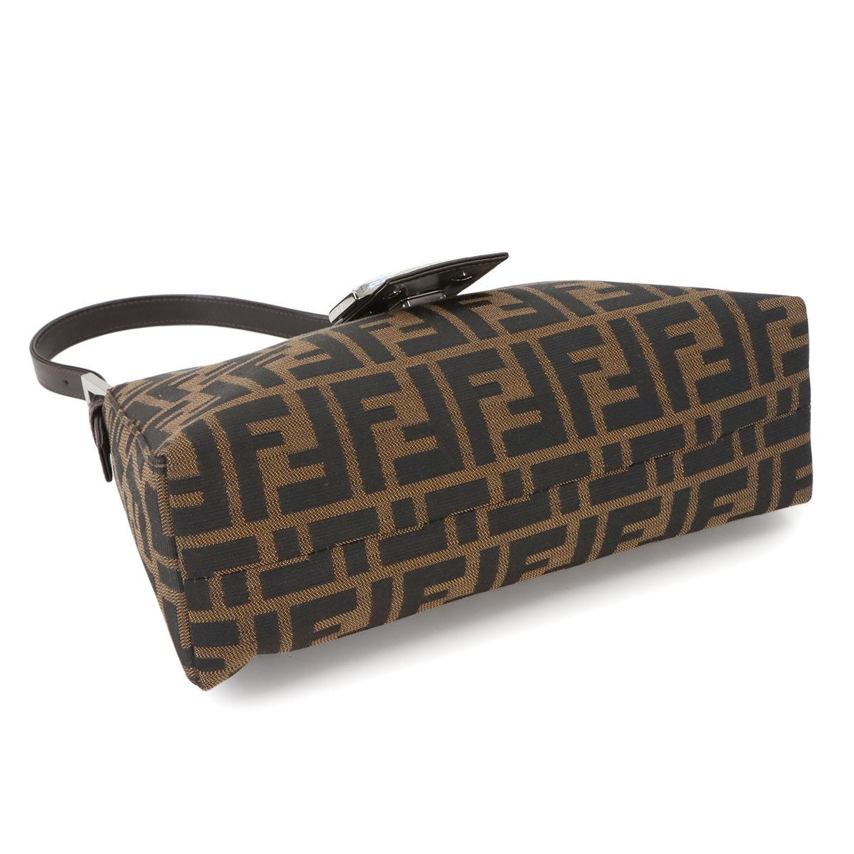FENDI Zucca Shoulder Bag Canvas Leather Brown 16115 Purse