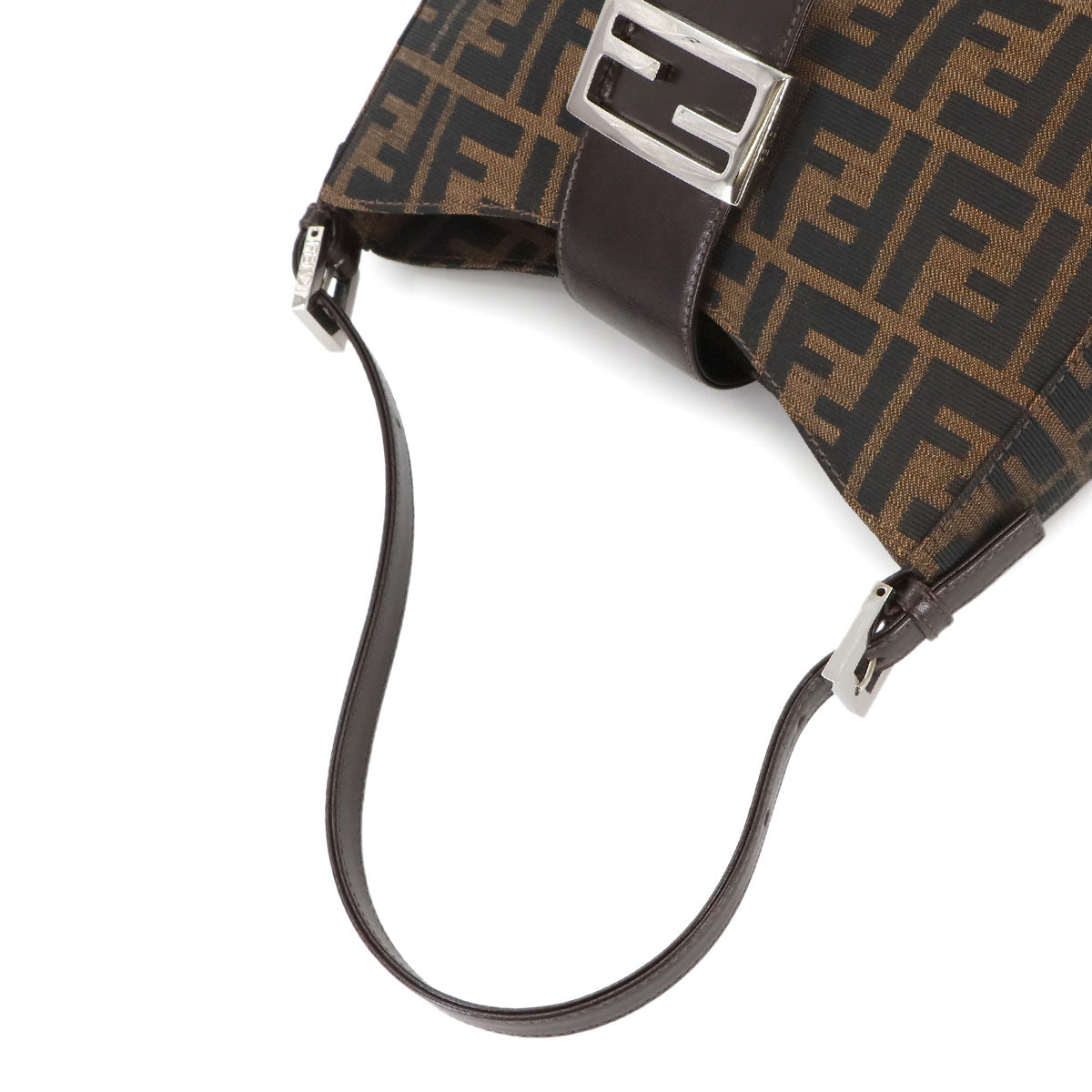 FENDI Zucca Shoulder Bag Canvas Leather Brown 16115 Purse