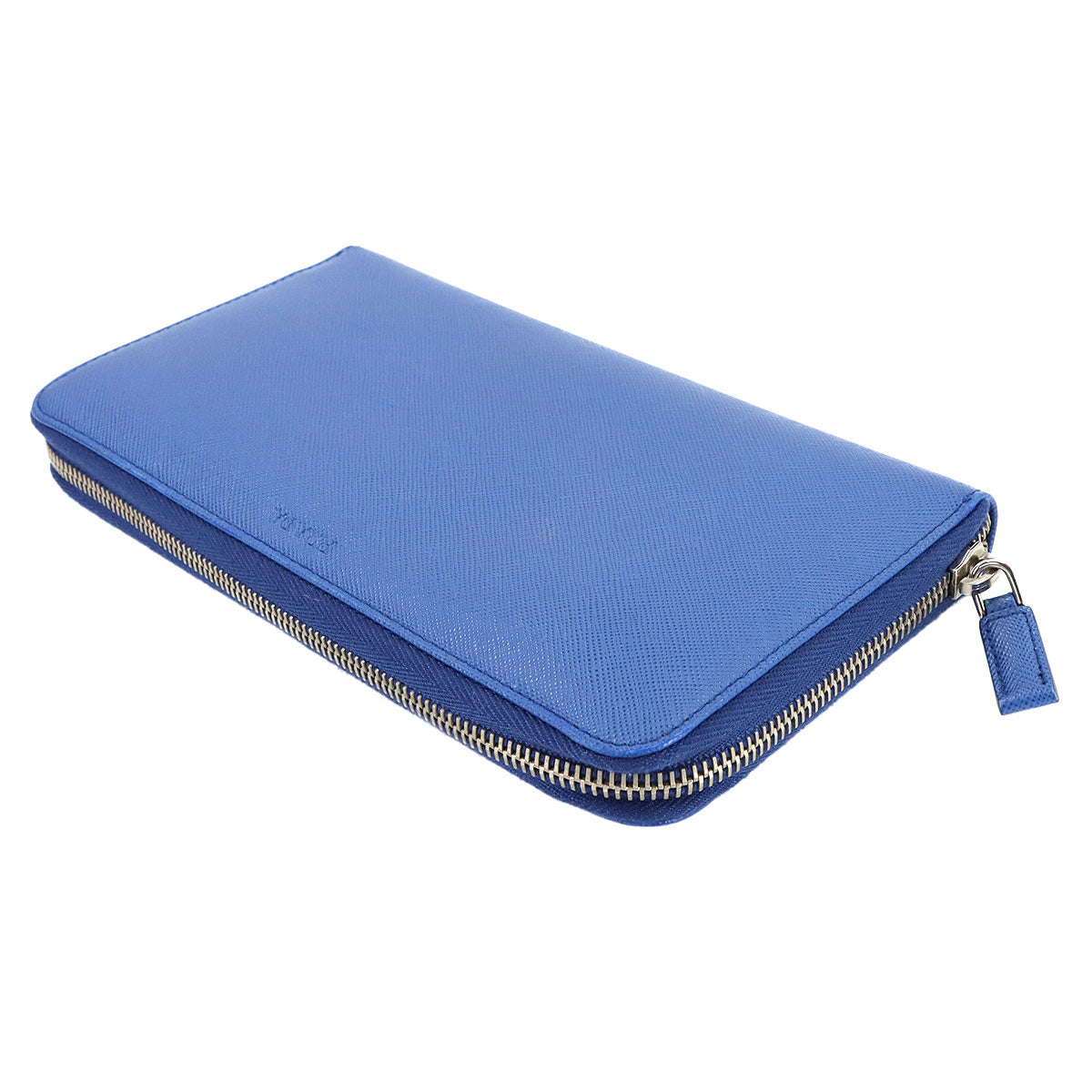 Zipped Around Long Wallet Saffiano Leather Blue 2ML188