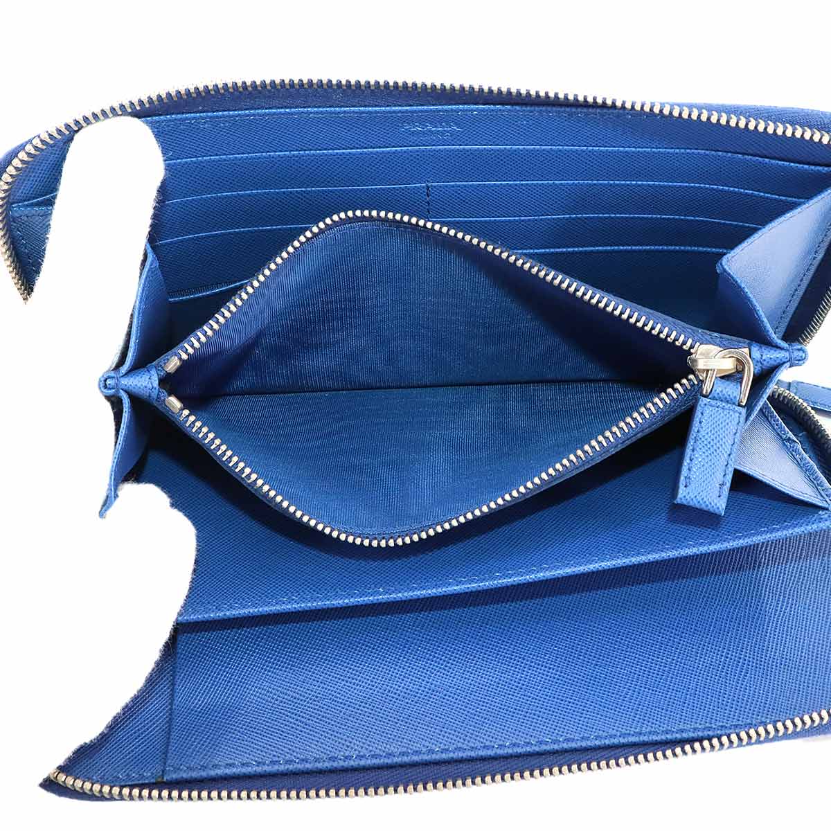 Zipped Around Long Wallet Saffiano Leather Blue 2ML188