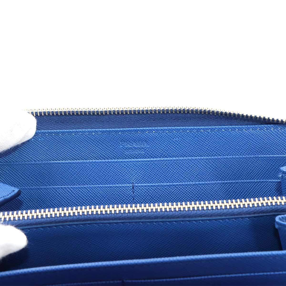 Zipped Around Long Wallet Saffiano Leather Blue 2ML188