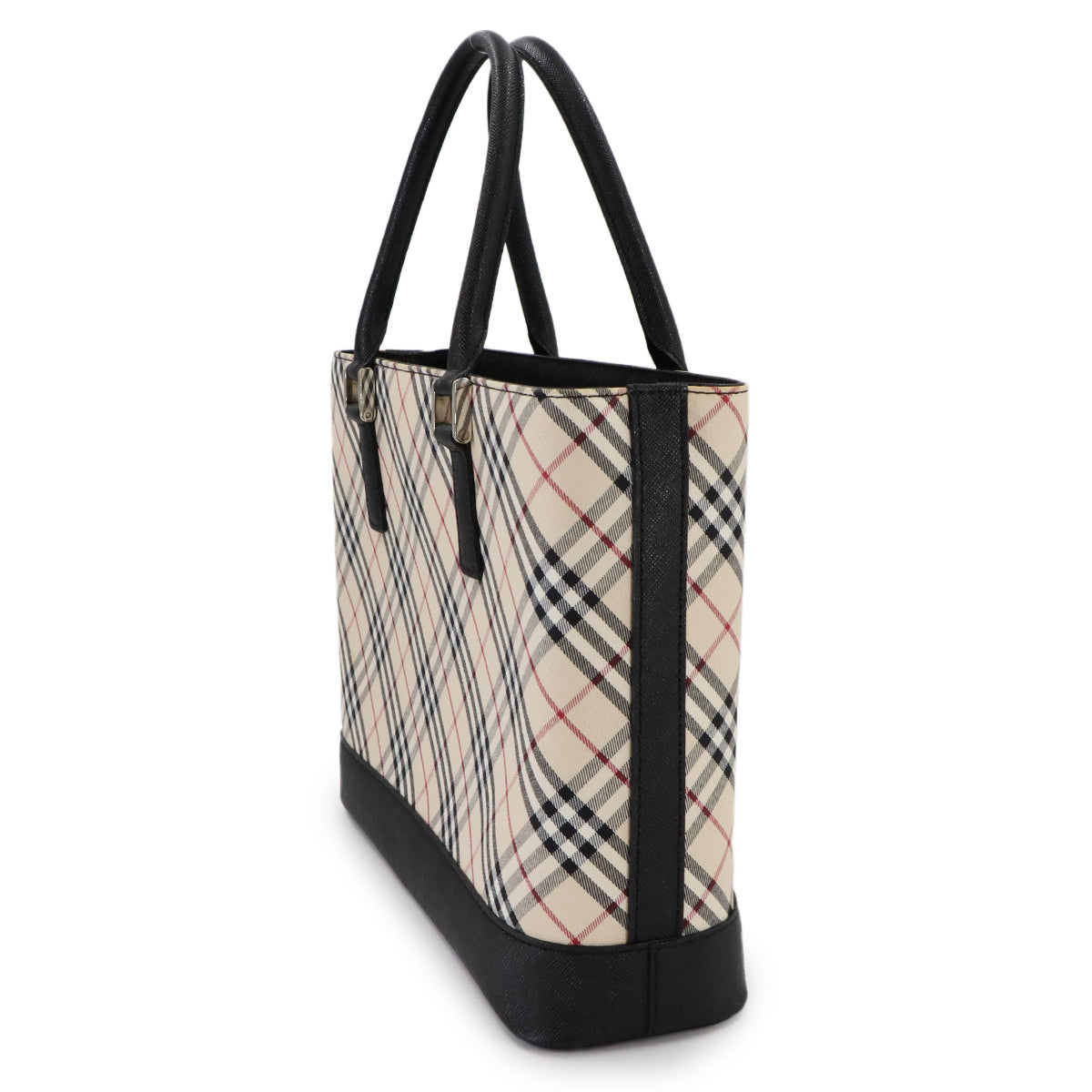 BURBERRY Nova Check Tote Bag Canvas Leather Beige Black Plaid Purse