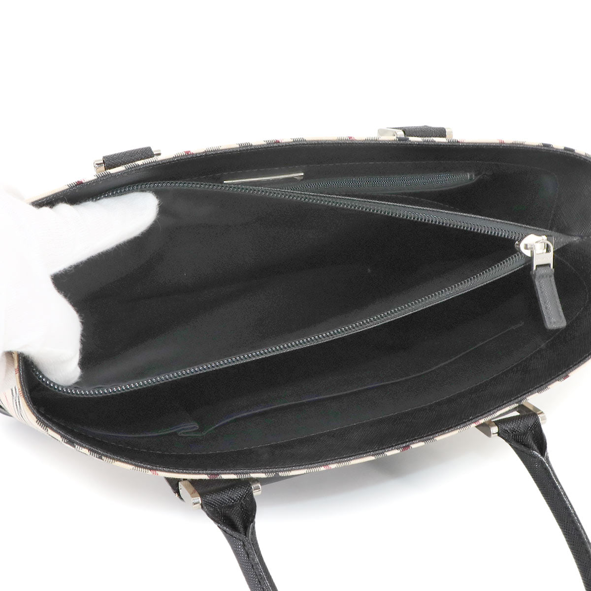 BURBERRY Nova Check Tote Bag Canvas Leather Beige Black Plaid Purse