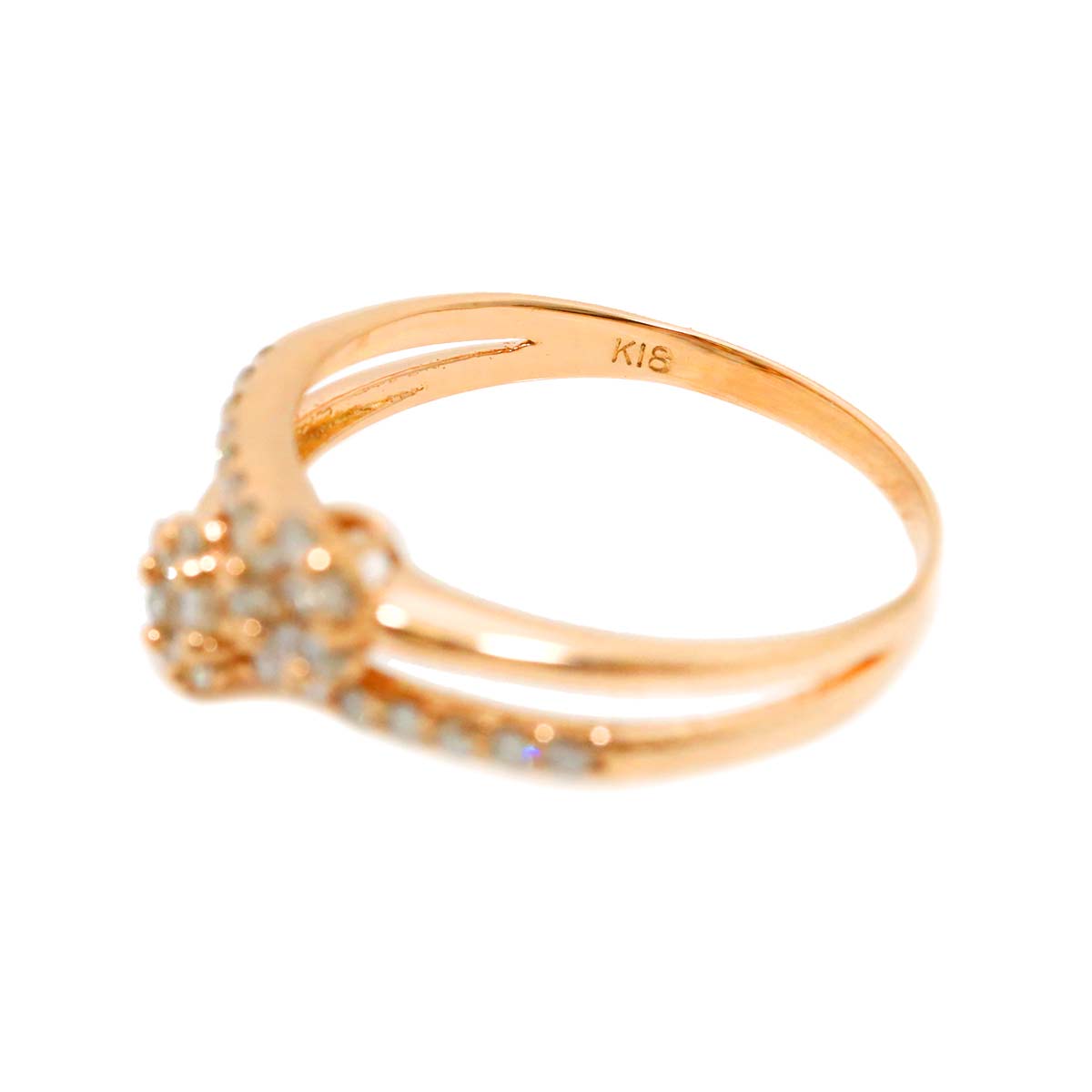 Diamond 0.30ct Ring 18K PG Pink Gold 750 Size5.5-5.75(US)