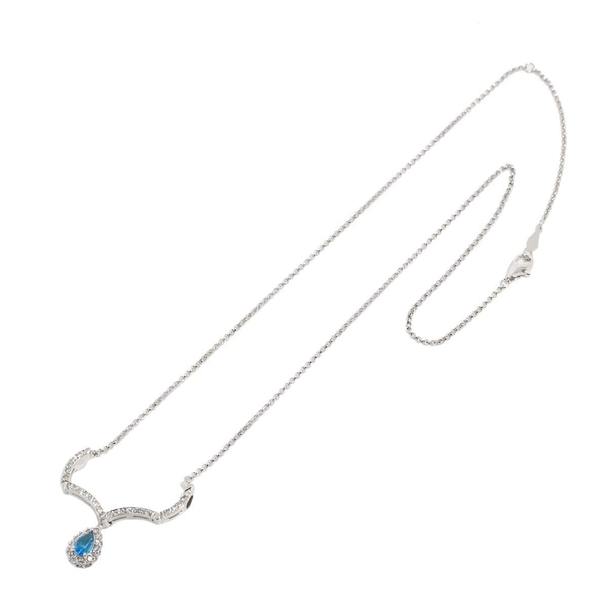 BlueTopaz Diamond 0.33ct Necklace 18K WG 750