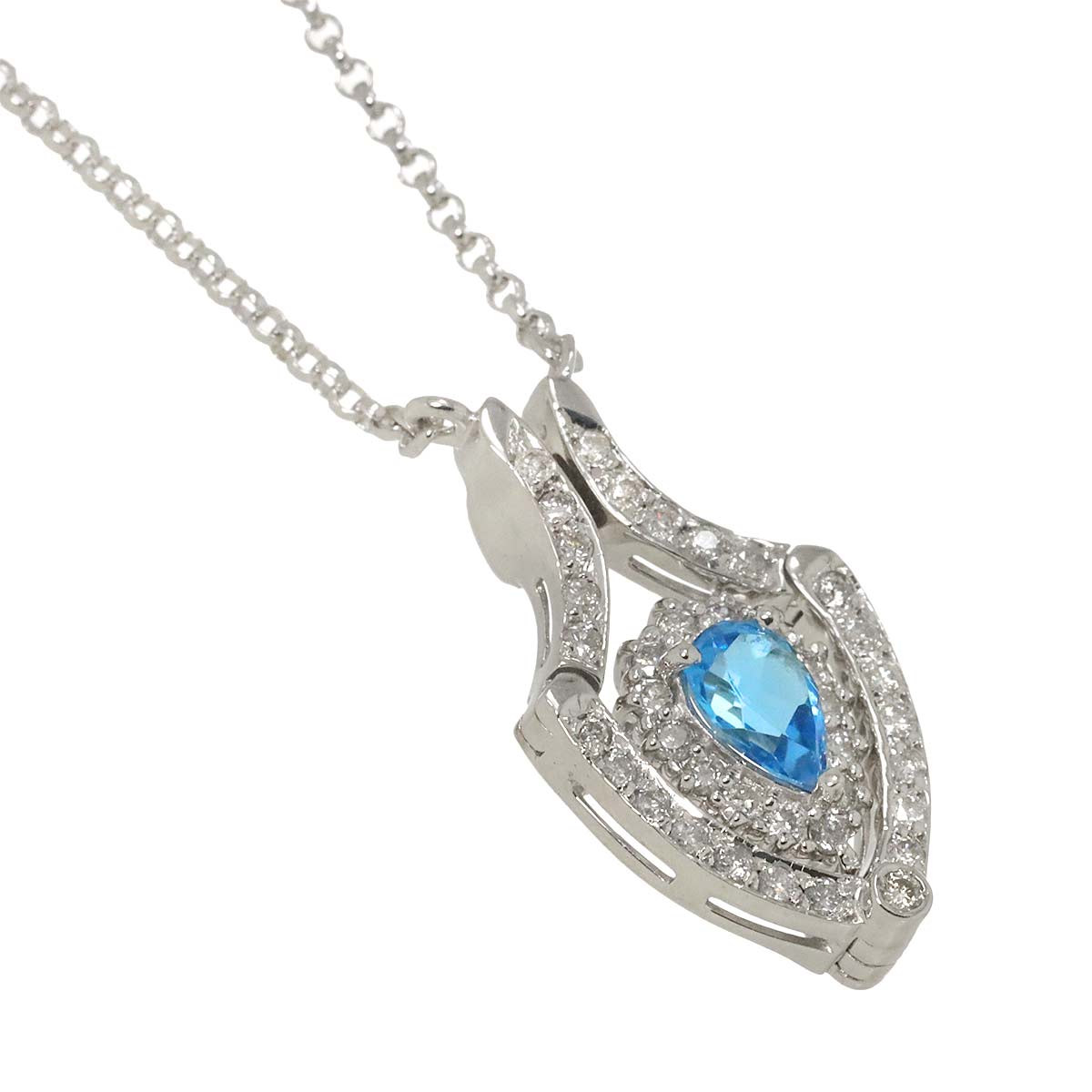 BlueTopaz Diamond 0.33ct Necklace 18K WG 750
