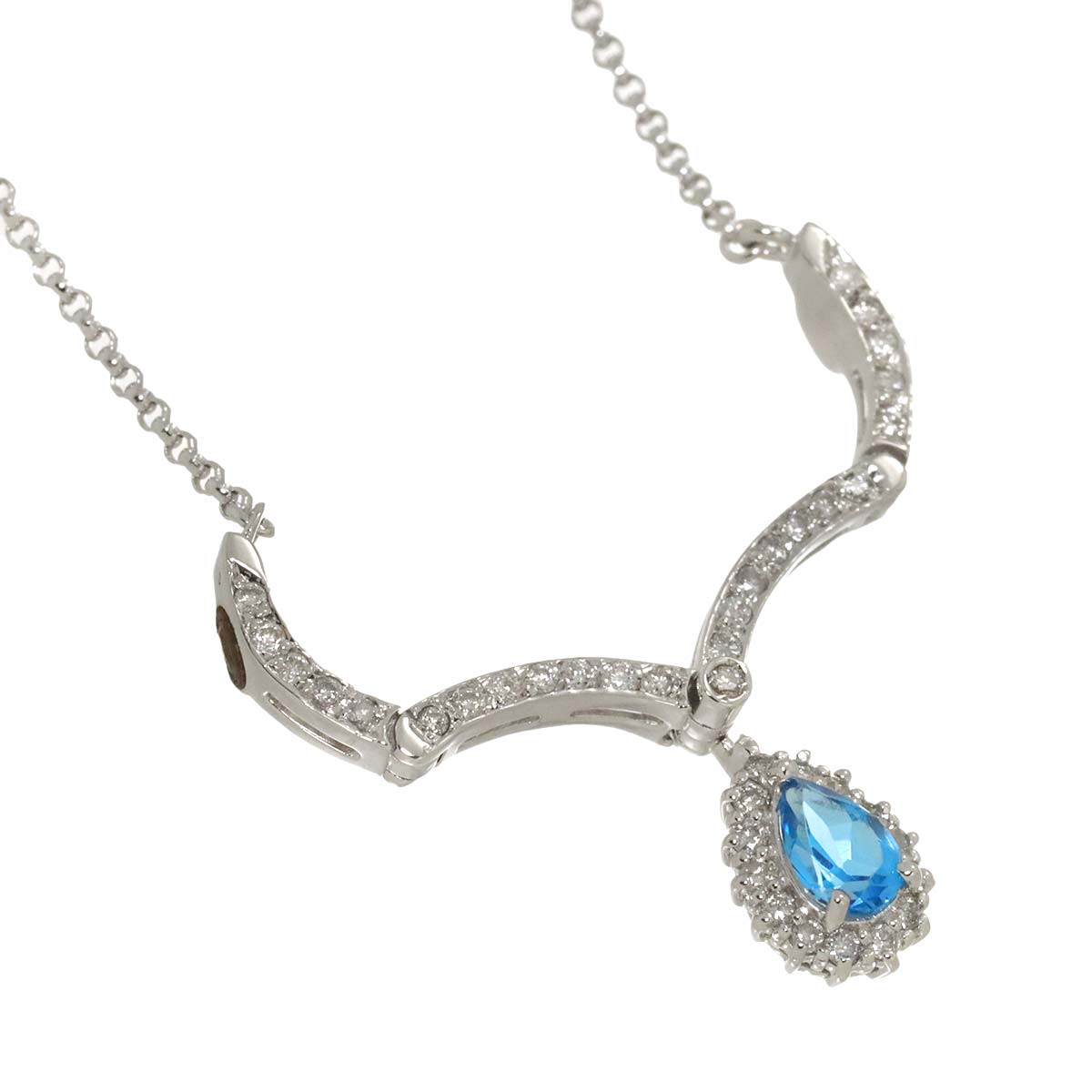 BlueTopaz Diamond 0.33ct Necklace 18K WG 750