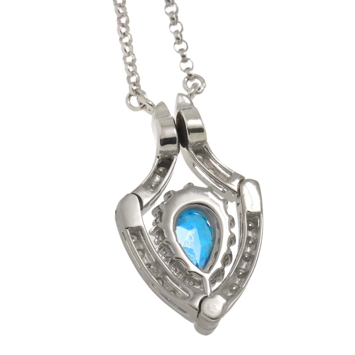 BlueTopaz Diamond 0.33ct Necklace 18K WG 750