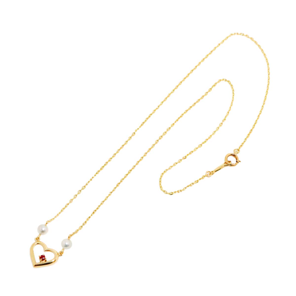 Akoya Pearl 3.9mm Ruby Necklace 14K YG 585