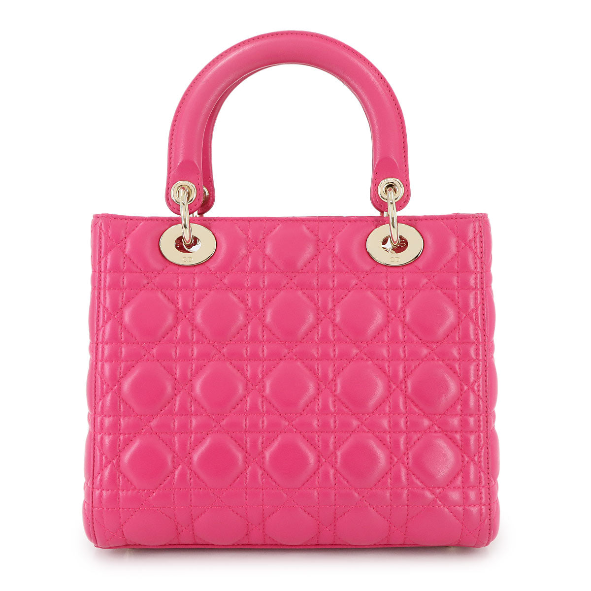 Chiristian Dior Lady Dior Medium Hand Shoulder Bag Leather Pink