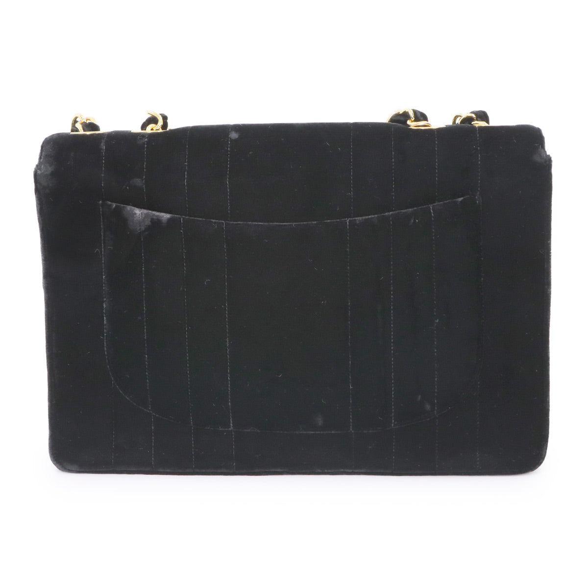 Mademoiselle Chain Shoulder Bag Velor Black Vintage