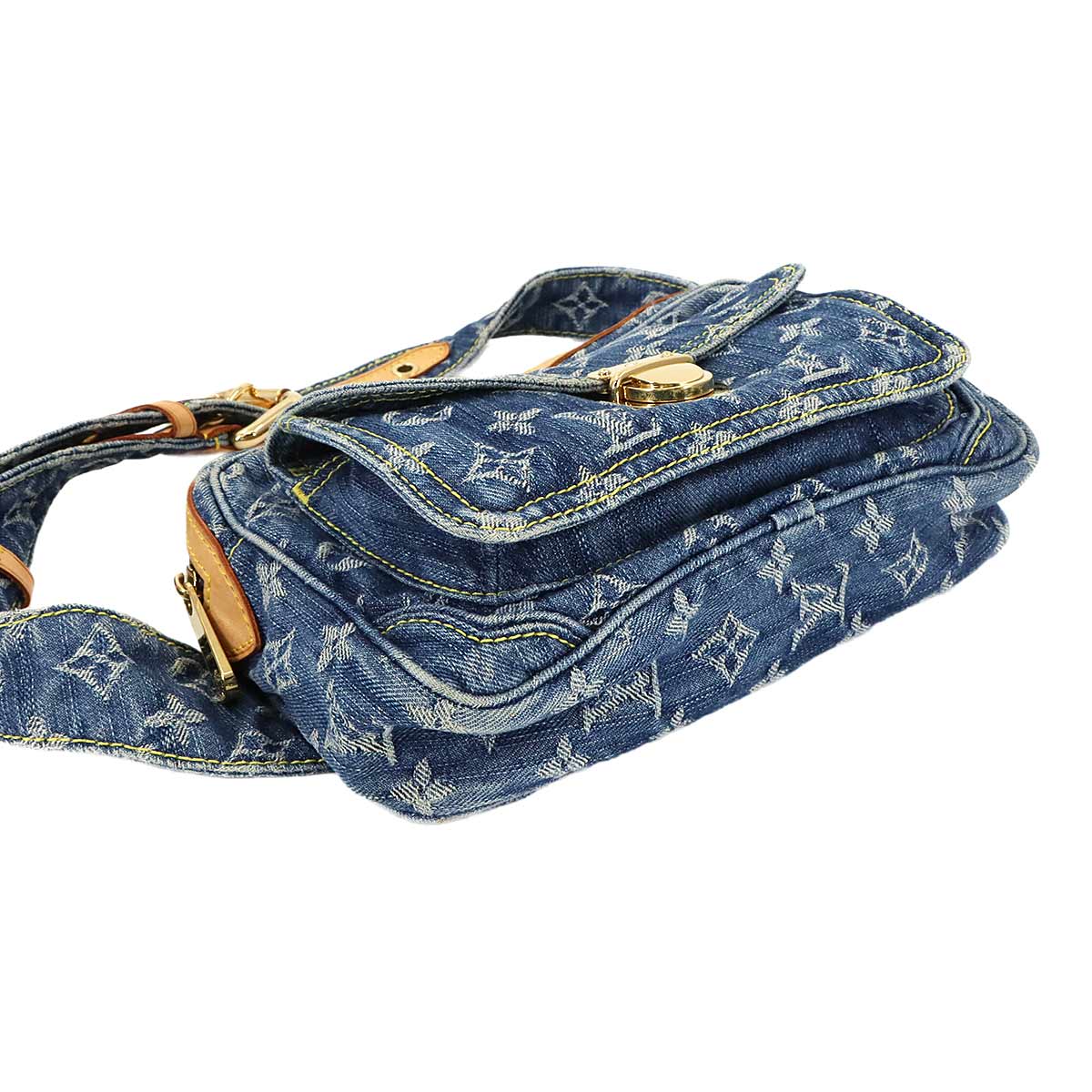 LOUIS VUITTON Monogram Denim Bum Bag Waist Pouch Canvas Blue M95347