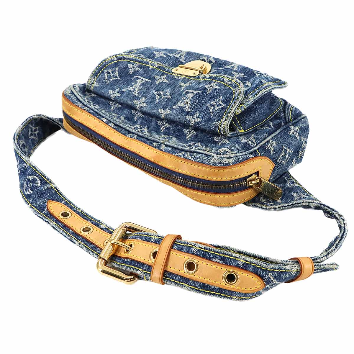 LOUIS VUITTON Monogram Denim Bum Bag Waist Pouch Canvas Blue M95347