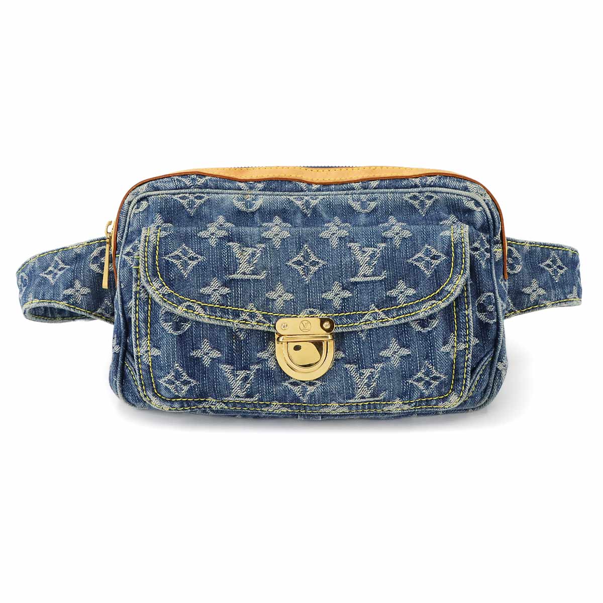 LOUIS VUITTON Monogram Denim Bum Bag Waist Pouch Canvas Blue M95347