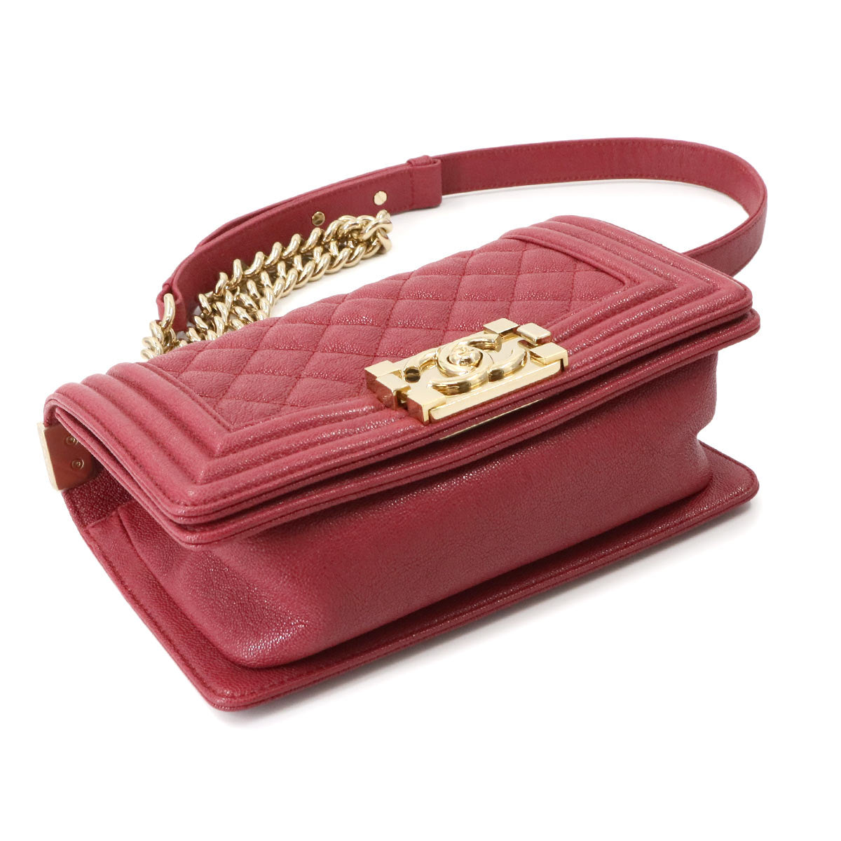 BOY CHANEL Small Shoulder Bag Caviar Skin Red A67085 Purse