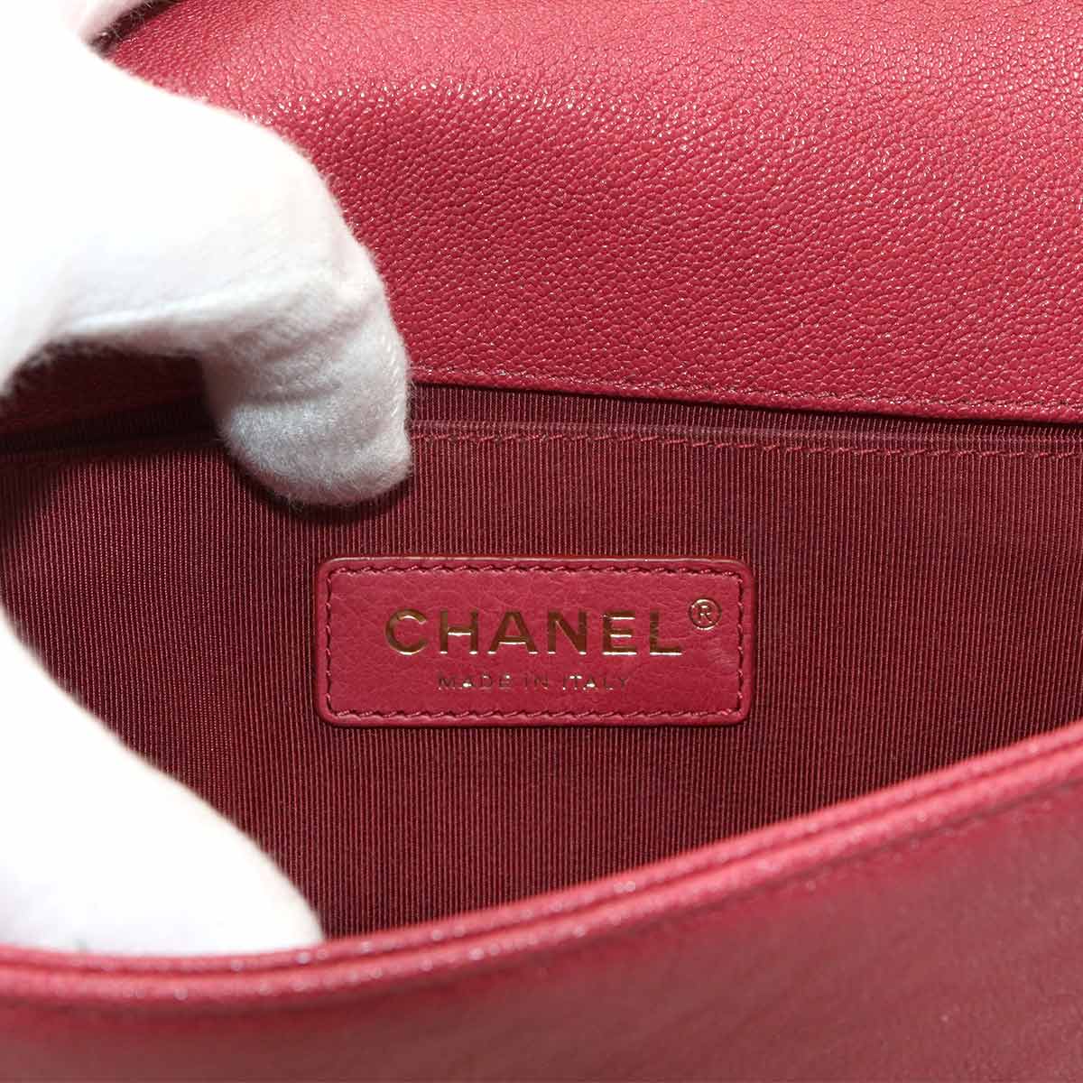 BOY CHANEL Small Shoulder Bag Caviar Skin Red A67085 Purse