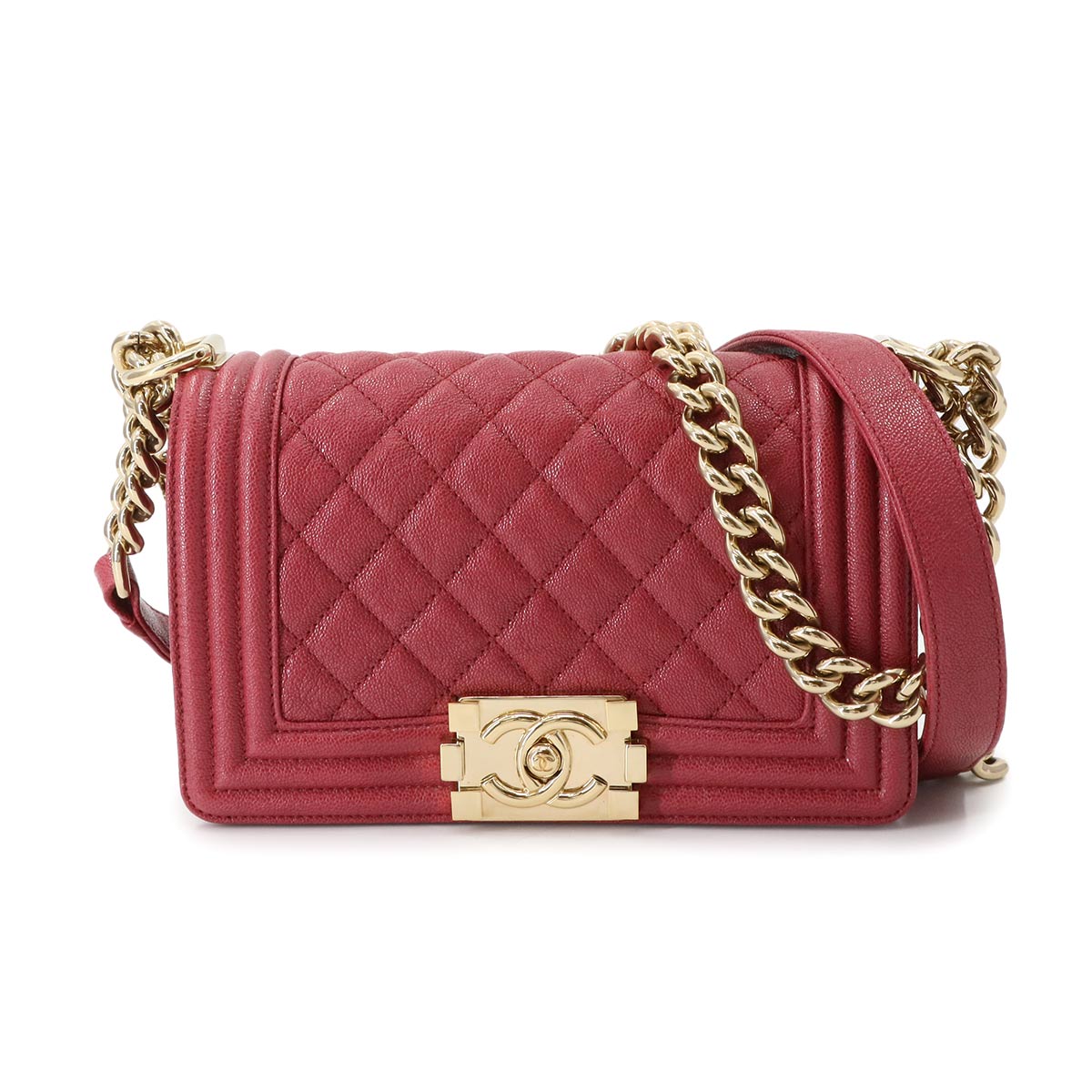 BOY CHANEL Small Shoulder Bag Caviar Skin Red A67085 Purse