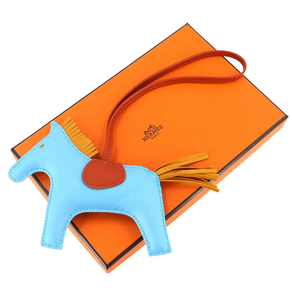 Rodeo MM Bag Charm Agneau Milo Celeste Natural button d'or