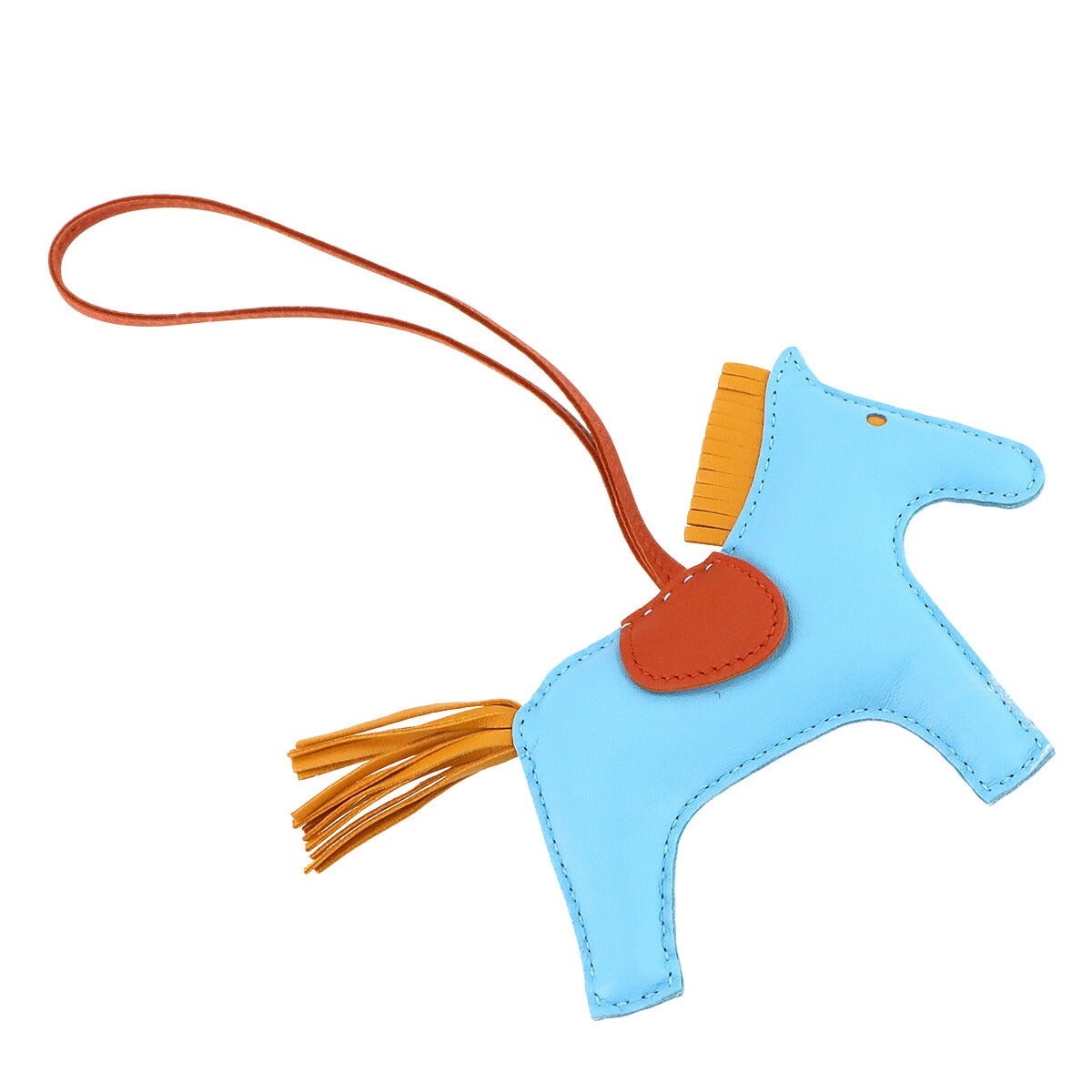 Rodeo MM Bag Charm Agneau Milo Celeste Natural button d'or