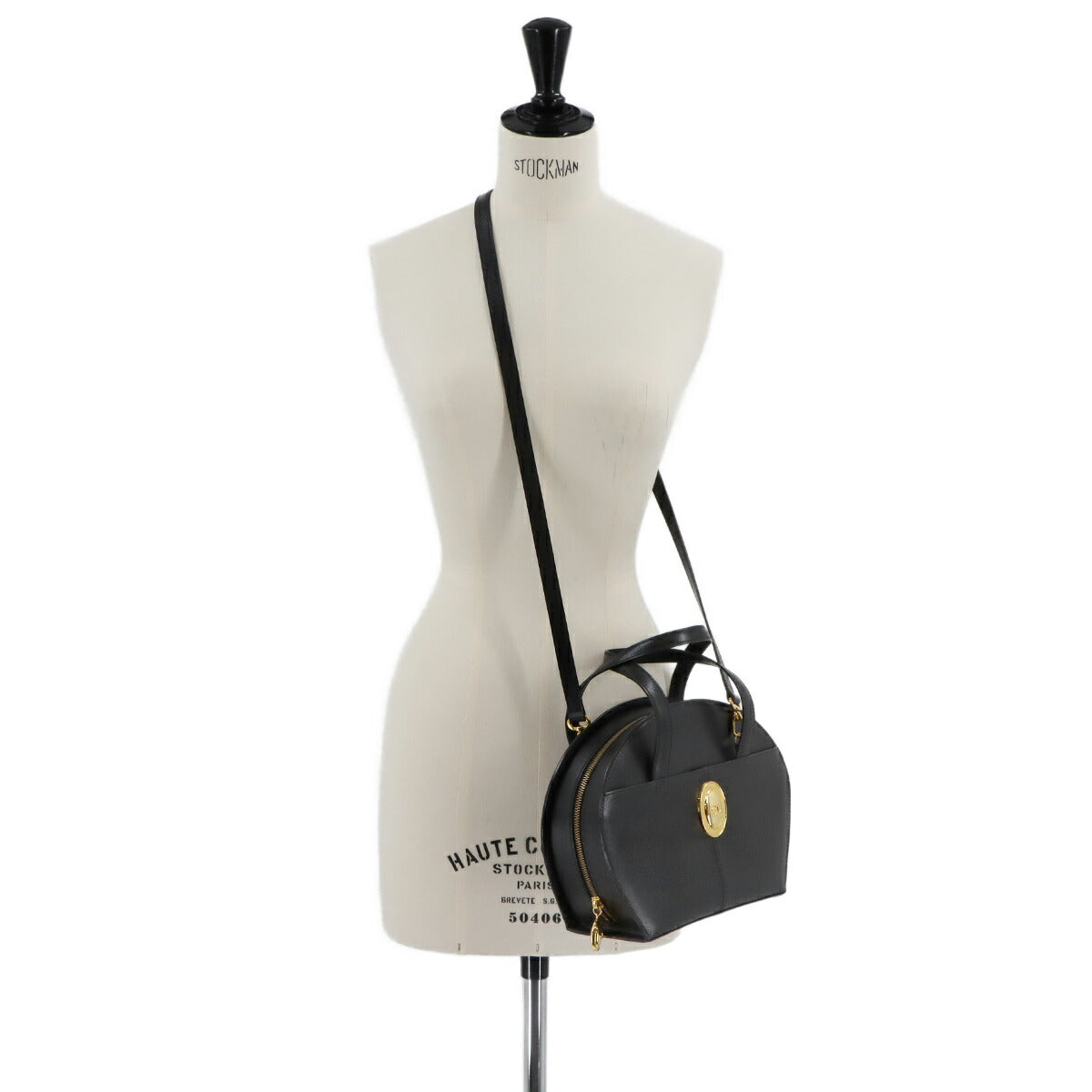 Hand Shoulder Bag Leather Black Purse