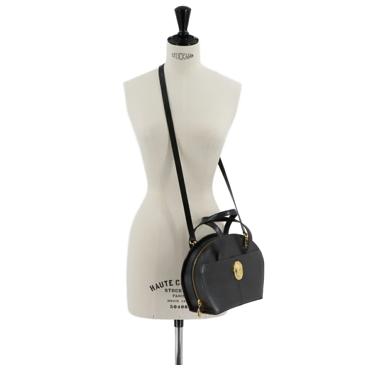 Hand Shoulder Bag Leather Black Purse