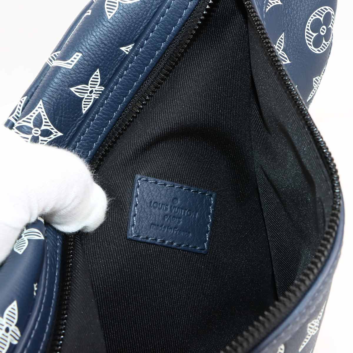 Monogram Shadow Duo Sling Bag Leather Navy White M24751 90287591