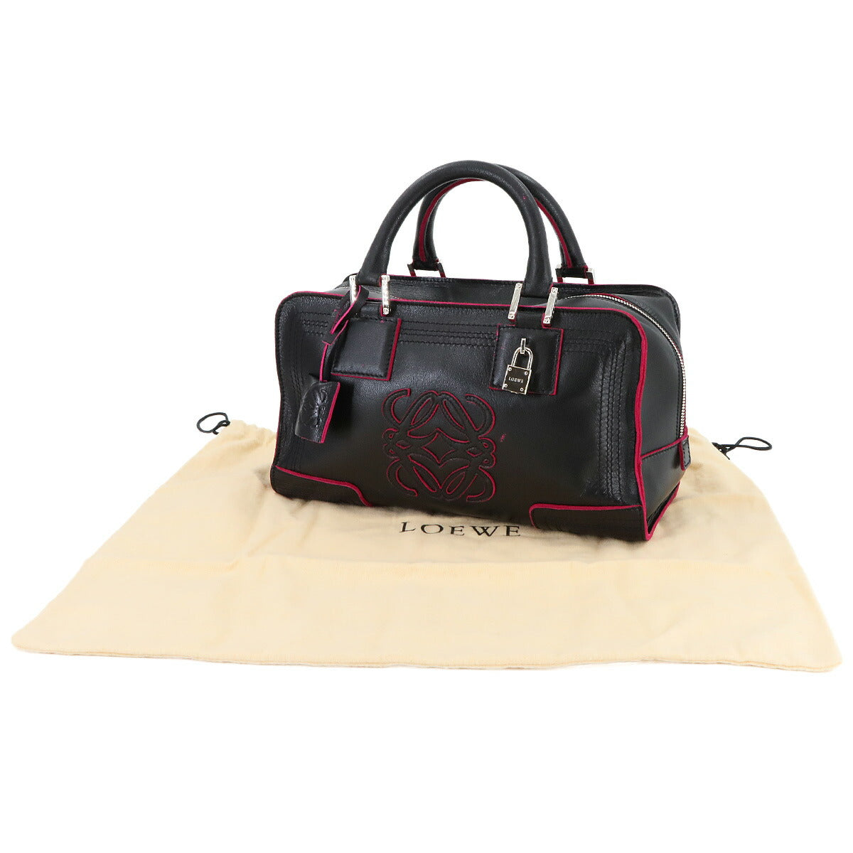 Amazona 28 Hand Bag Leather Black Pink 311.58.001 Anagram Purse