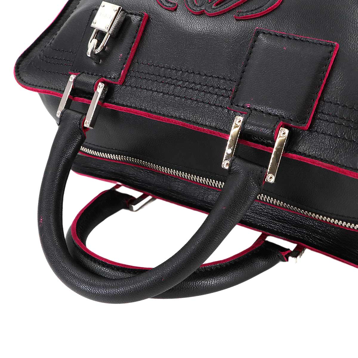 Amazona 28 Hand Bag Leather Black Pink 311.58.001 Anagram Purse